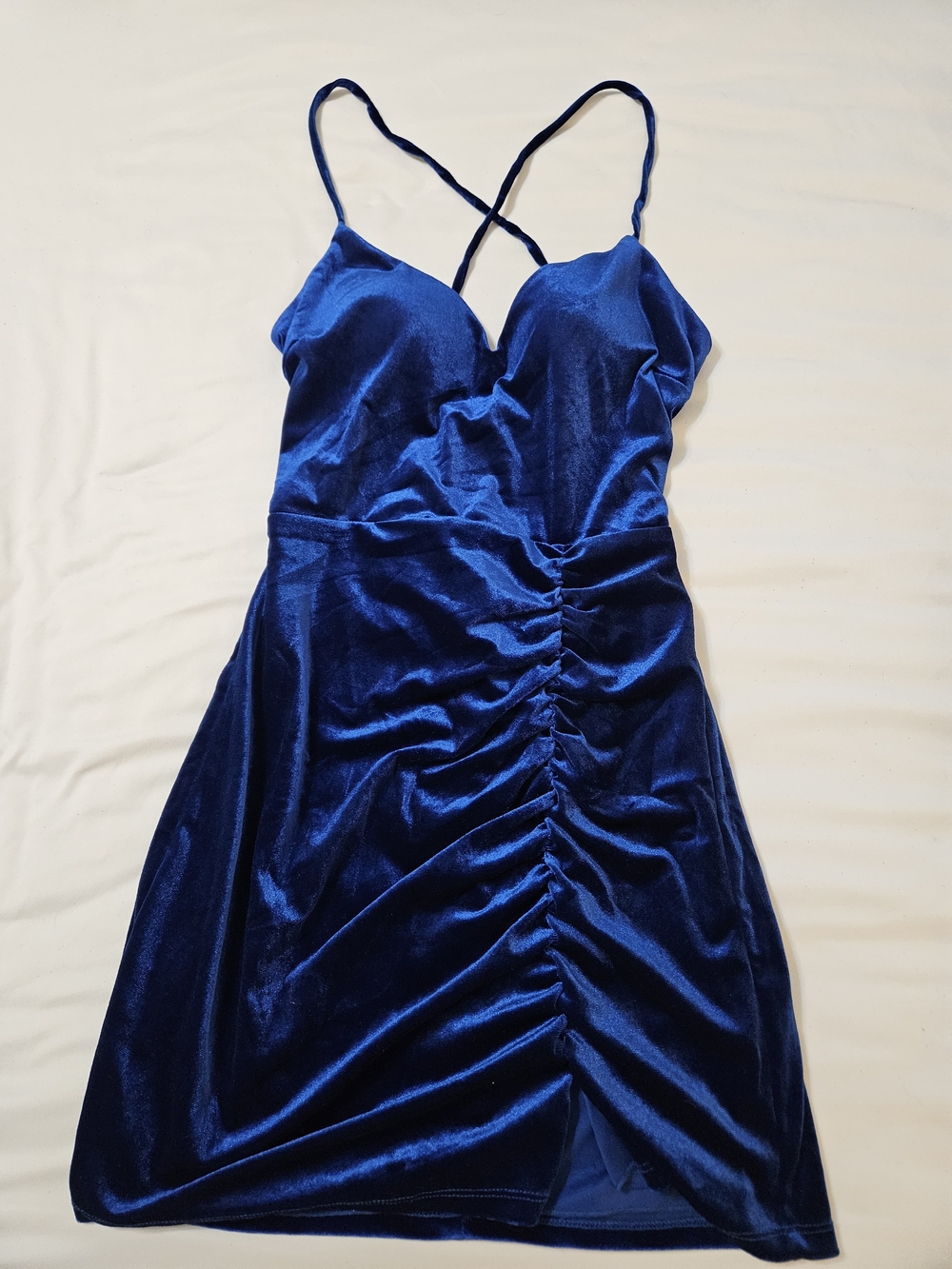 Windsor Cobalt Velvet Ruched Cami Mini Dress